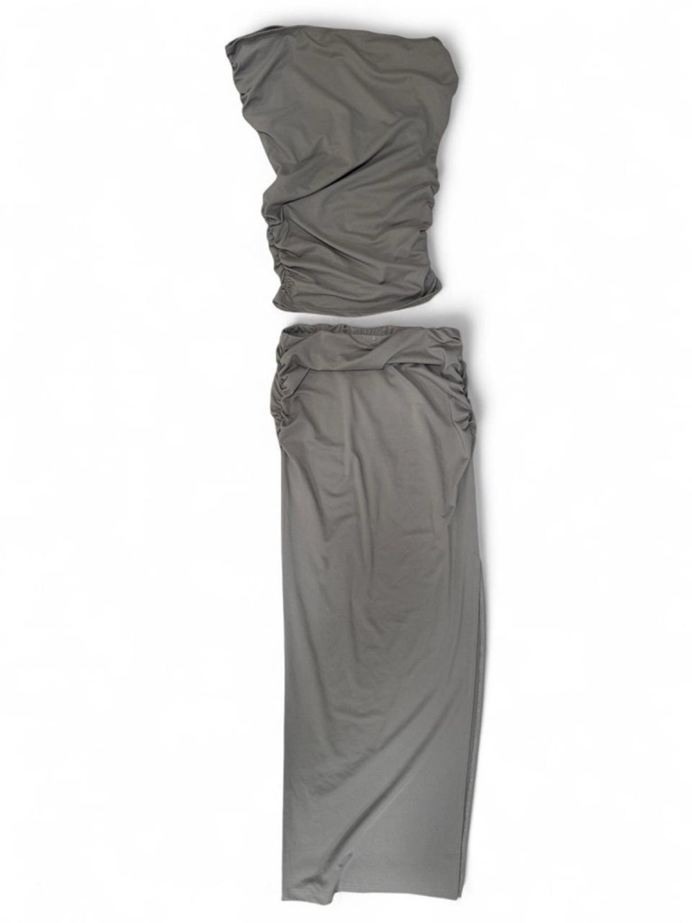 SHEIN Gray Ruched Maxi Skirt